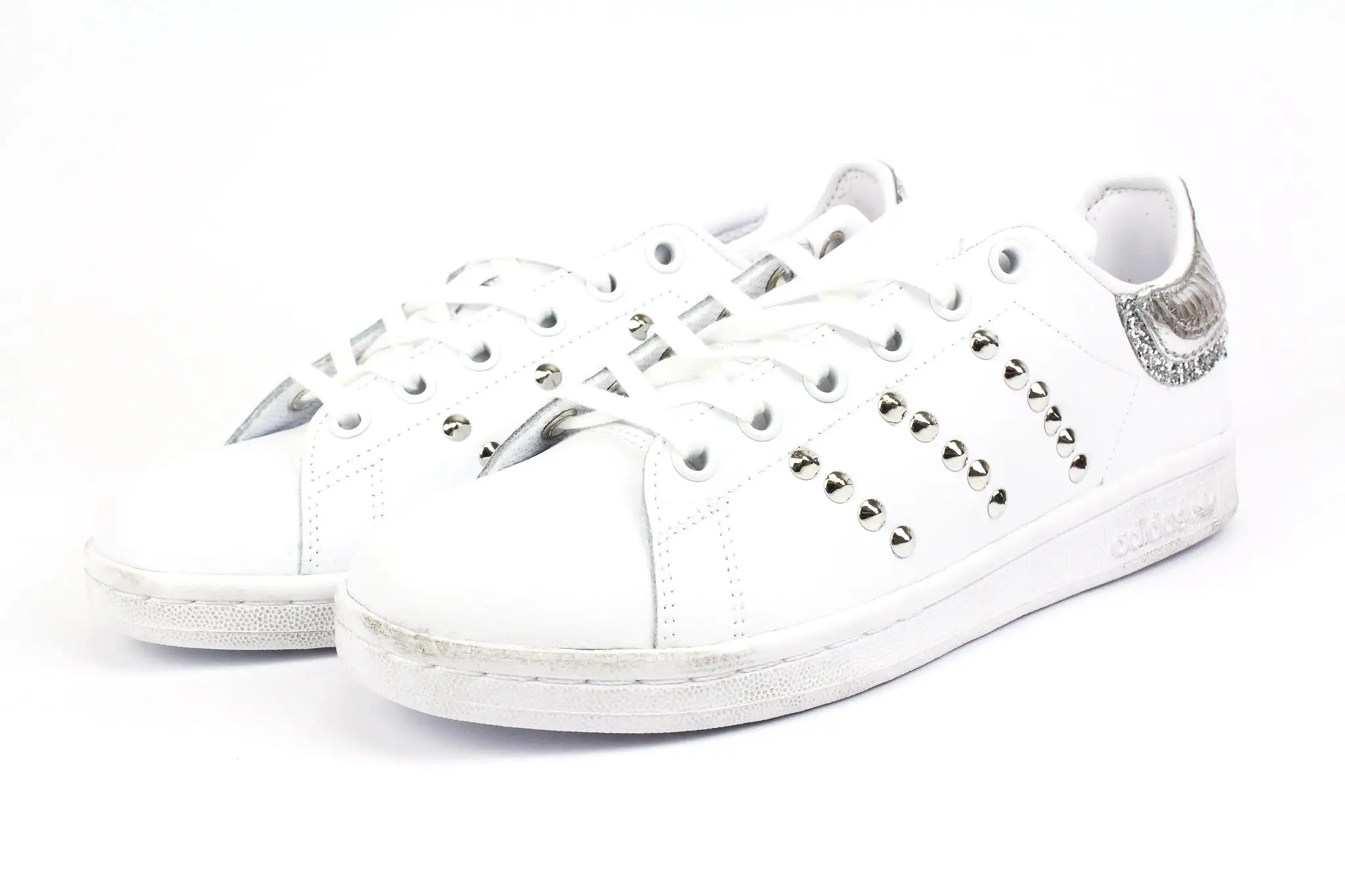 Adidas Stan Smith Silver Glitter Borchie & Cocco Laminato