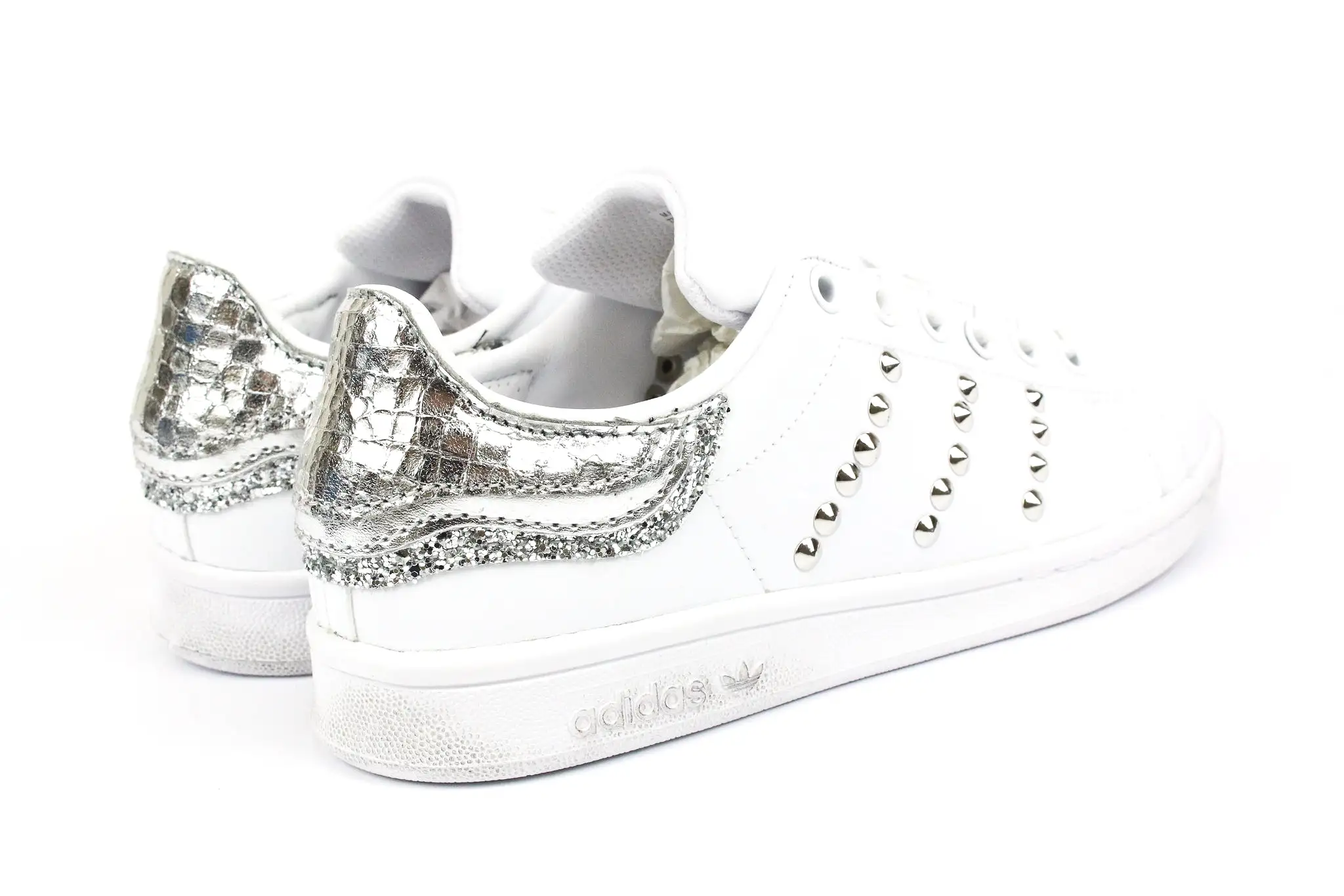 Adidas Stan Smith Silver Glitter Borchie & Cocco Laminato