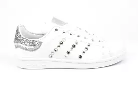 Adidas Stan Smith Silver Glitter Strass & Pelle Laminata