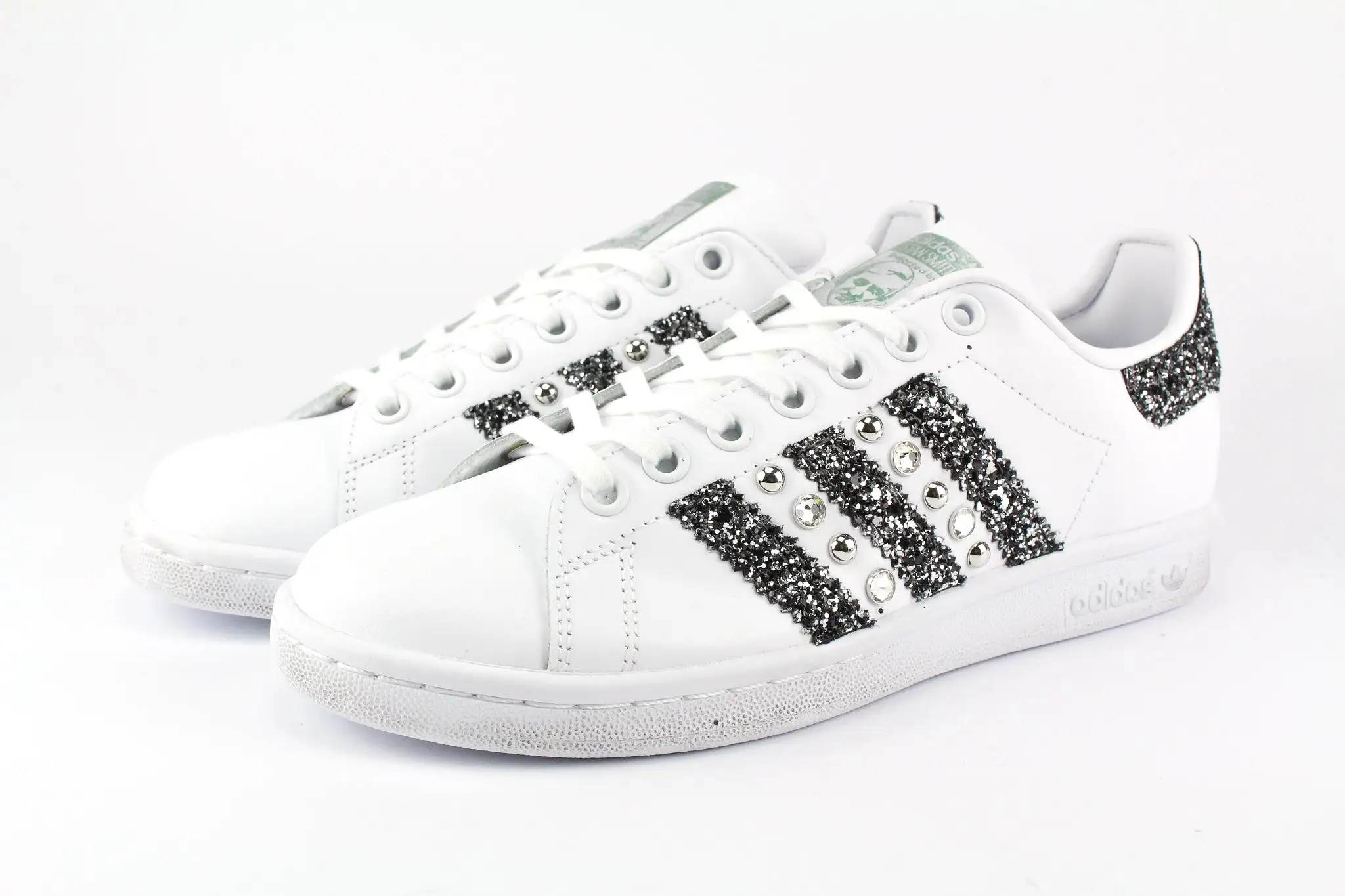 Adidas Stan Smith Strass Black Silver Glitter & Borchie