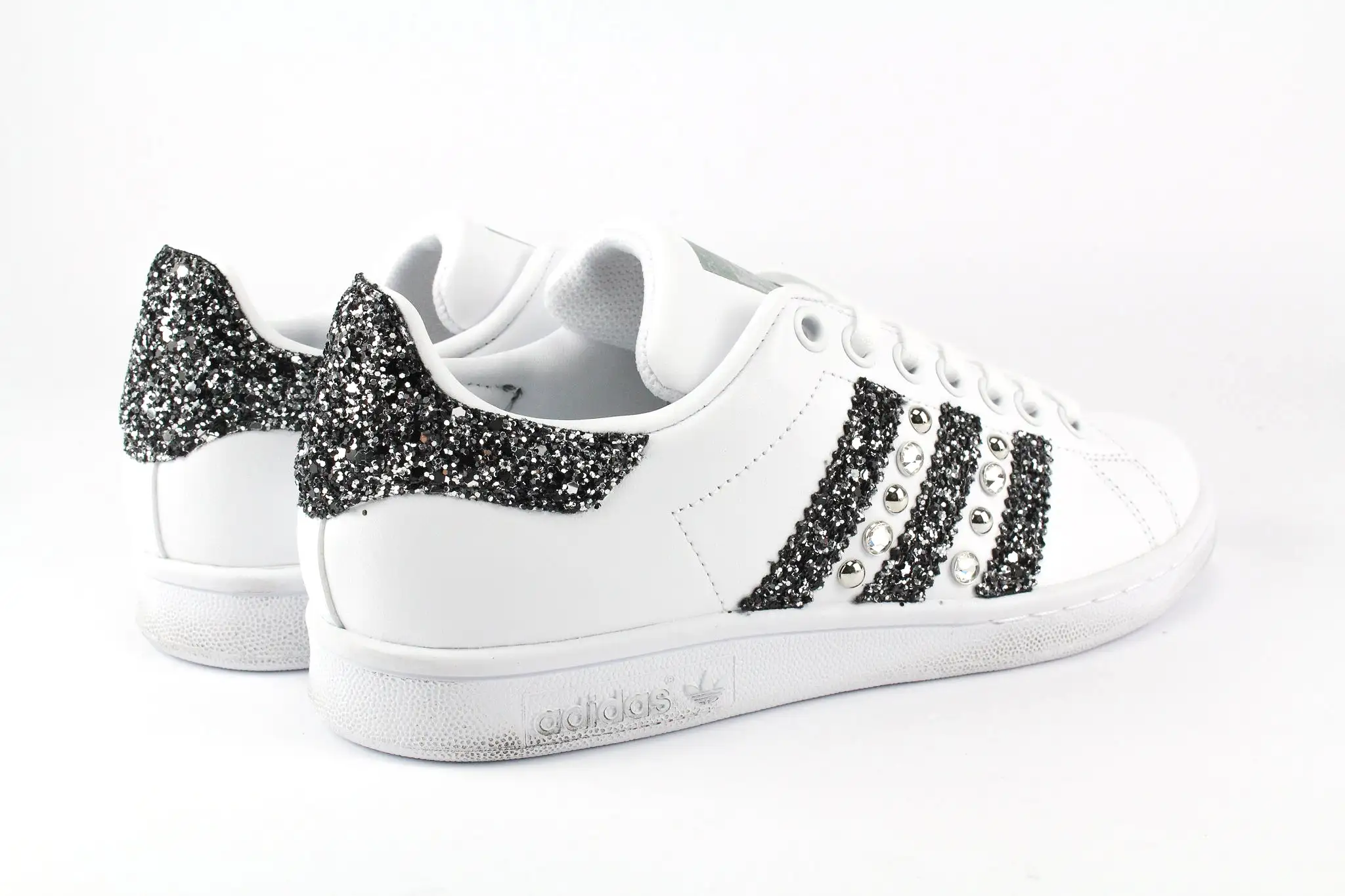 Adidas Stan Smith Strass Black Silver Glitter & Borchie