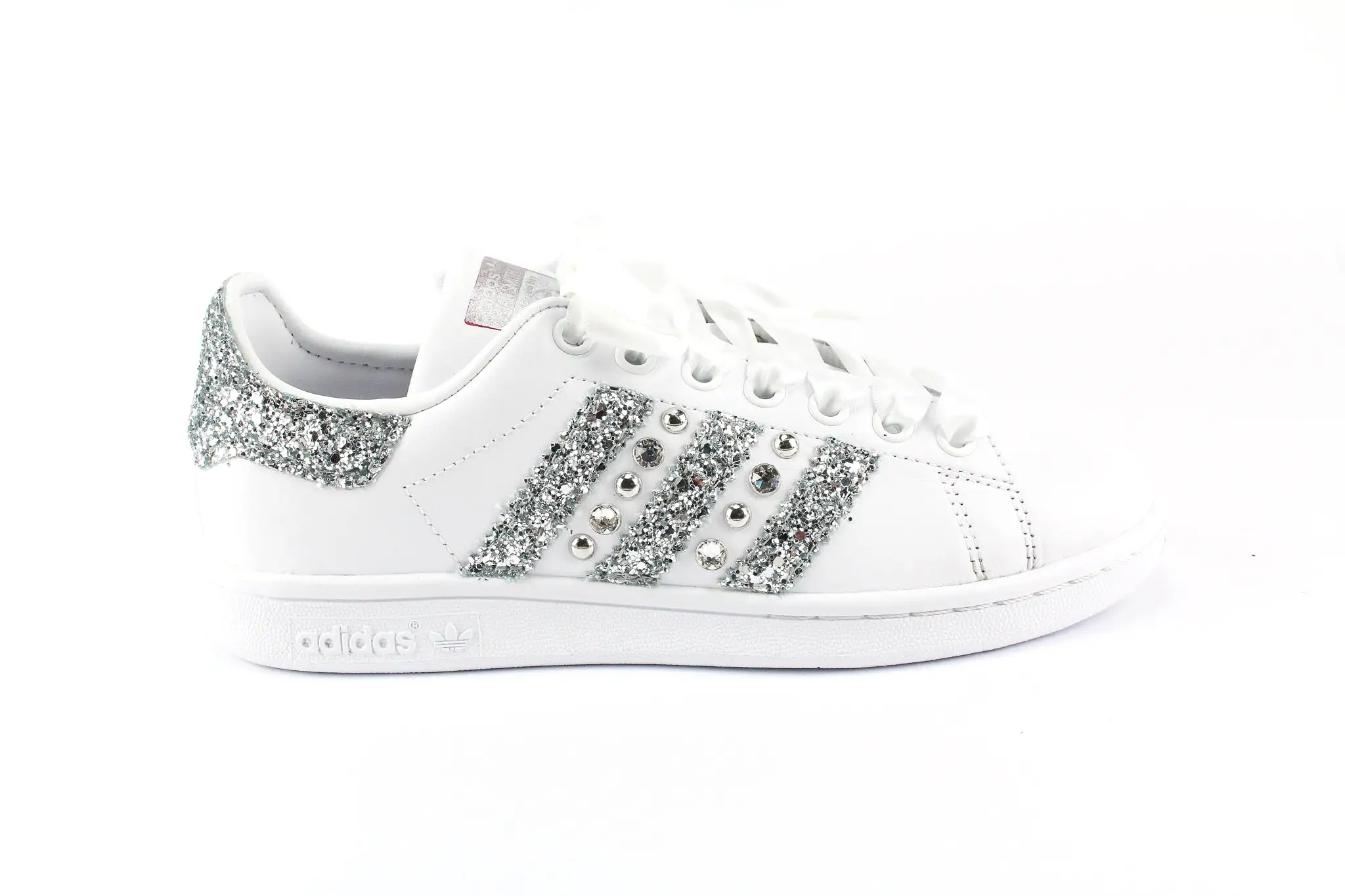 Adidas Stan Smith Strass Glitter & Lacci Raso