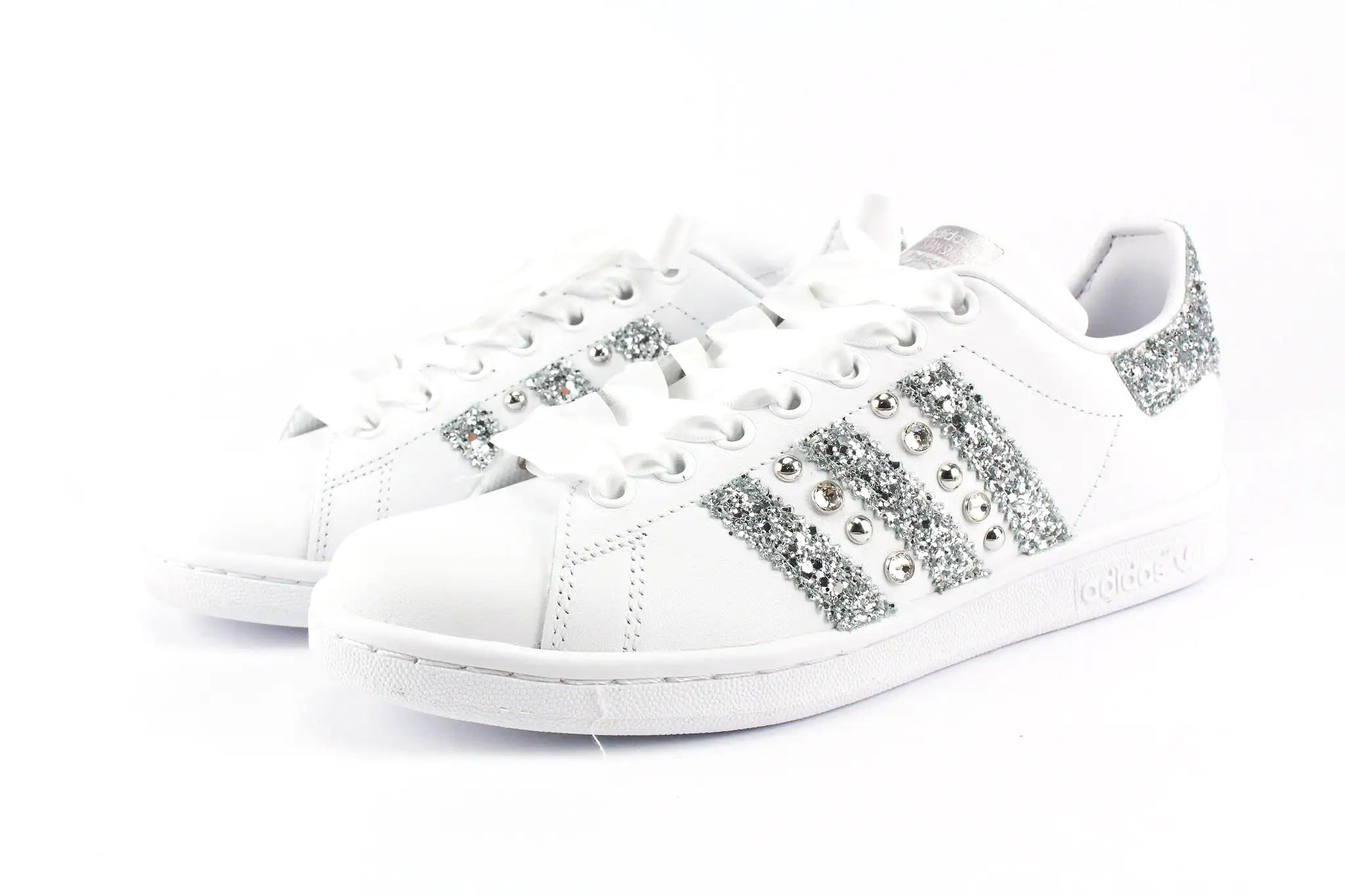 Adidas Stan Smith Strass Glitter & Lacci Raso