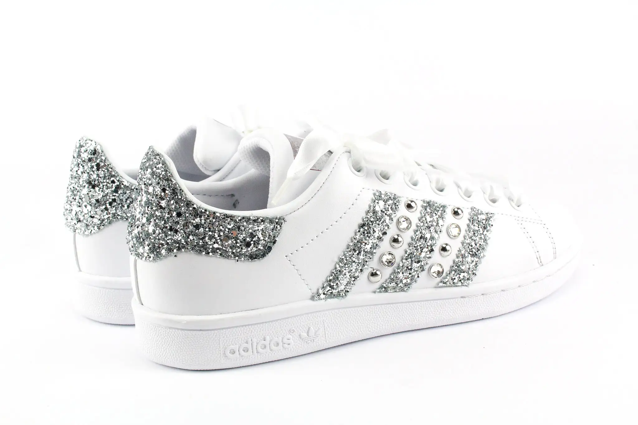 Adidas Stan Smith Strass Glitter & Lacci Raso