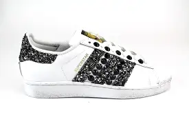 Adidas Superstar Black Silver Glitter & Black Borchie