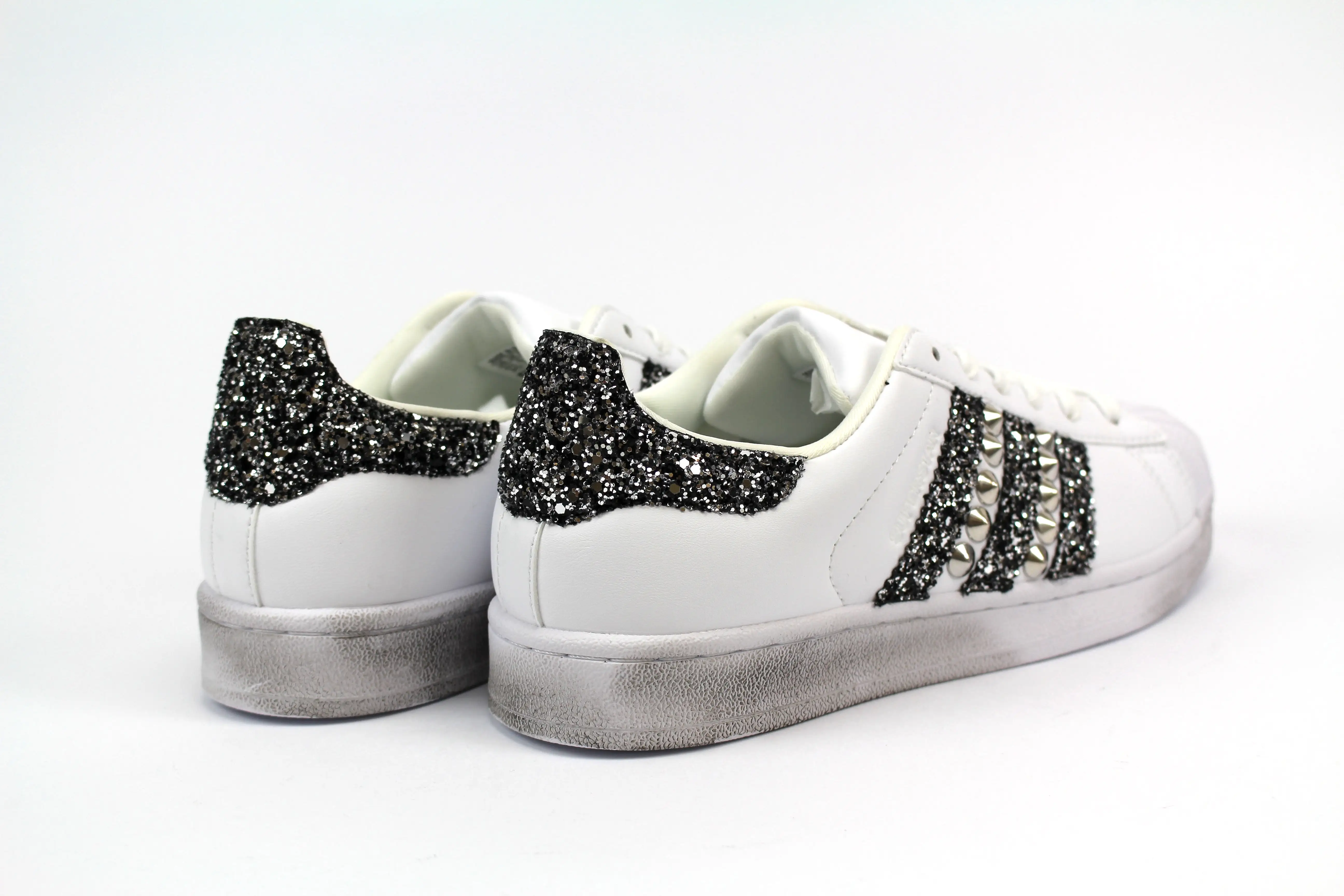 Adidas Superstar Black Silver Glitter & Borchie