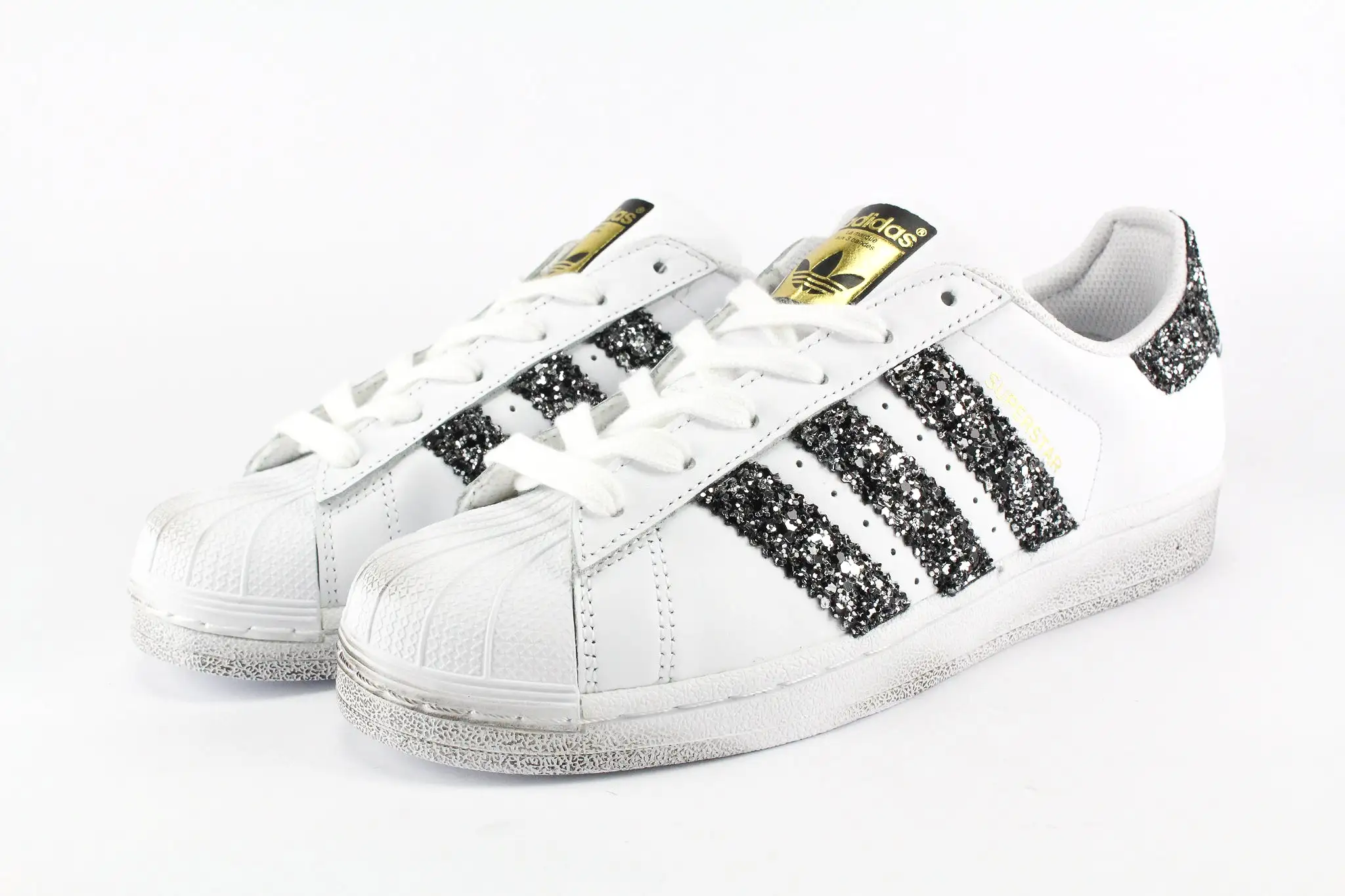 Adidas Superstar Black Silver Glitter