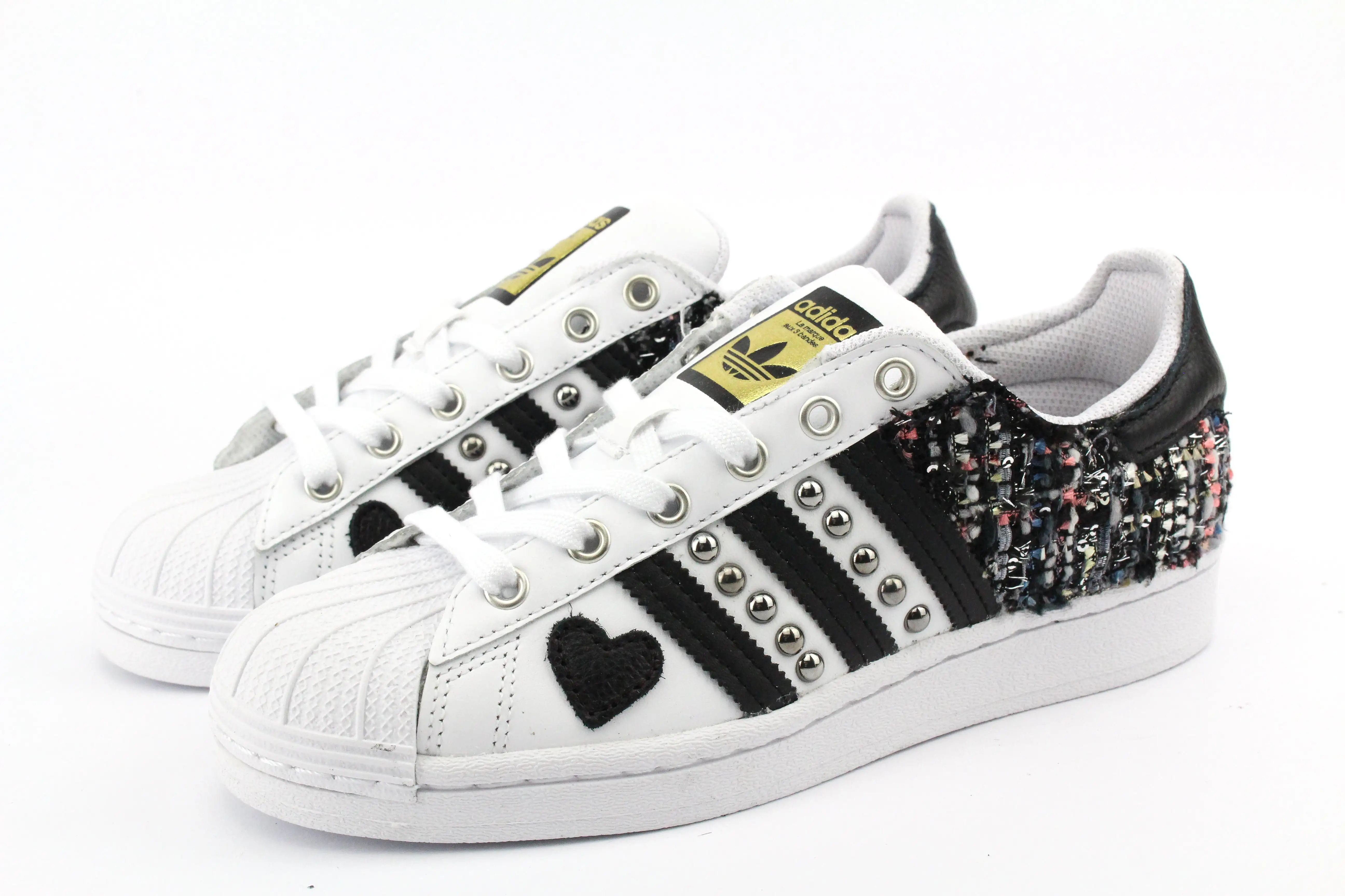 Adidas Superstar Black Tweed Glitter & Borchie