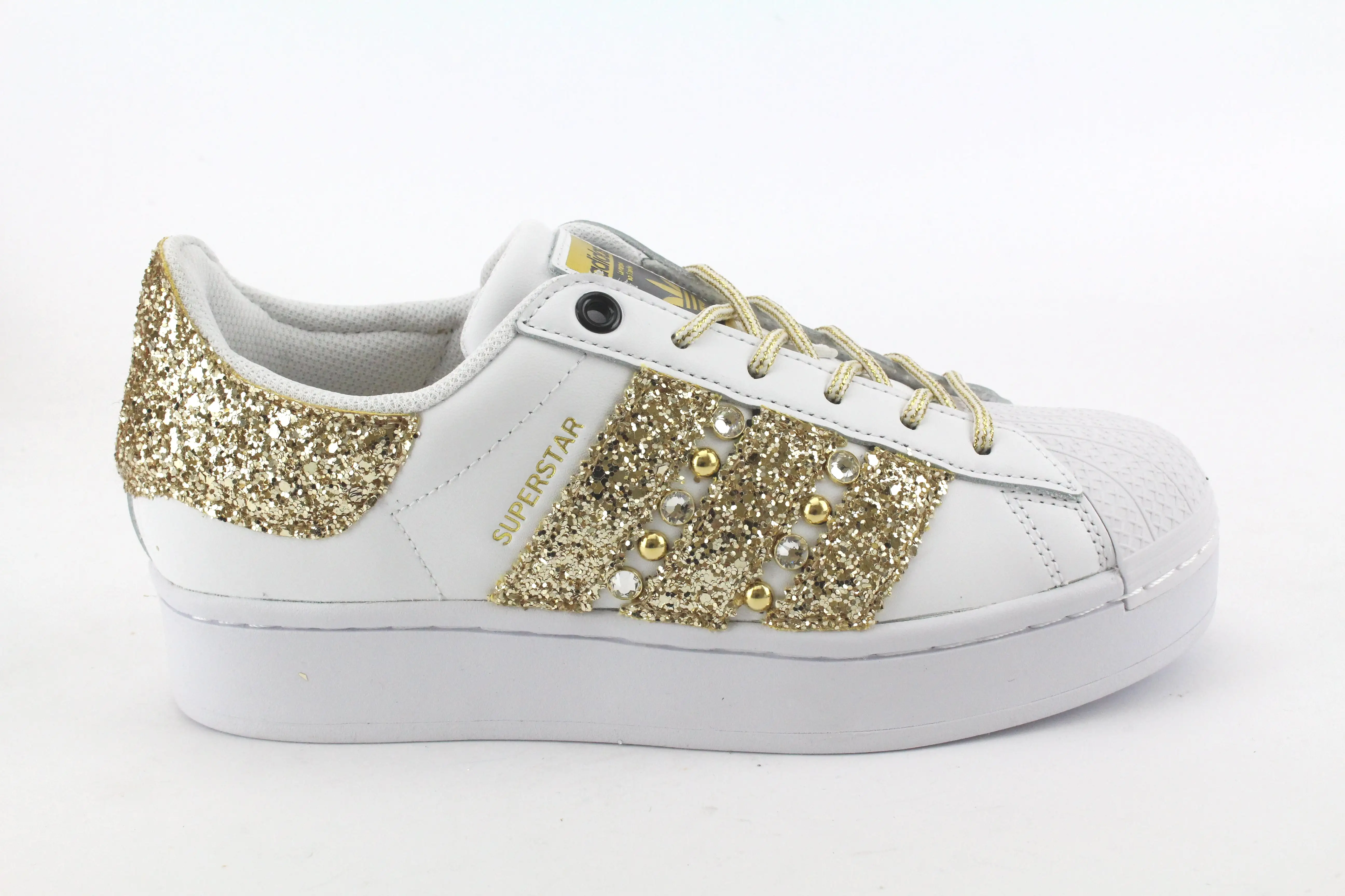 Adidas Superstar Bold Glitter Borchie e Strass Oro