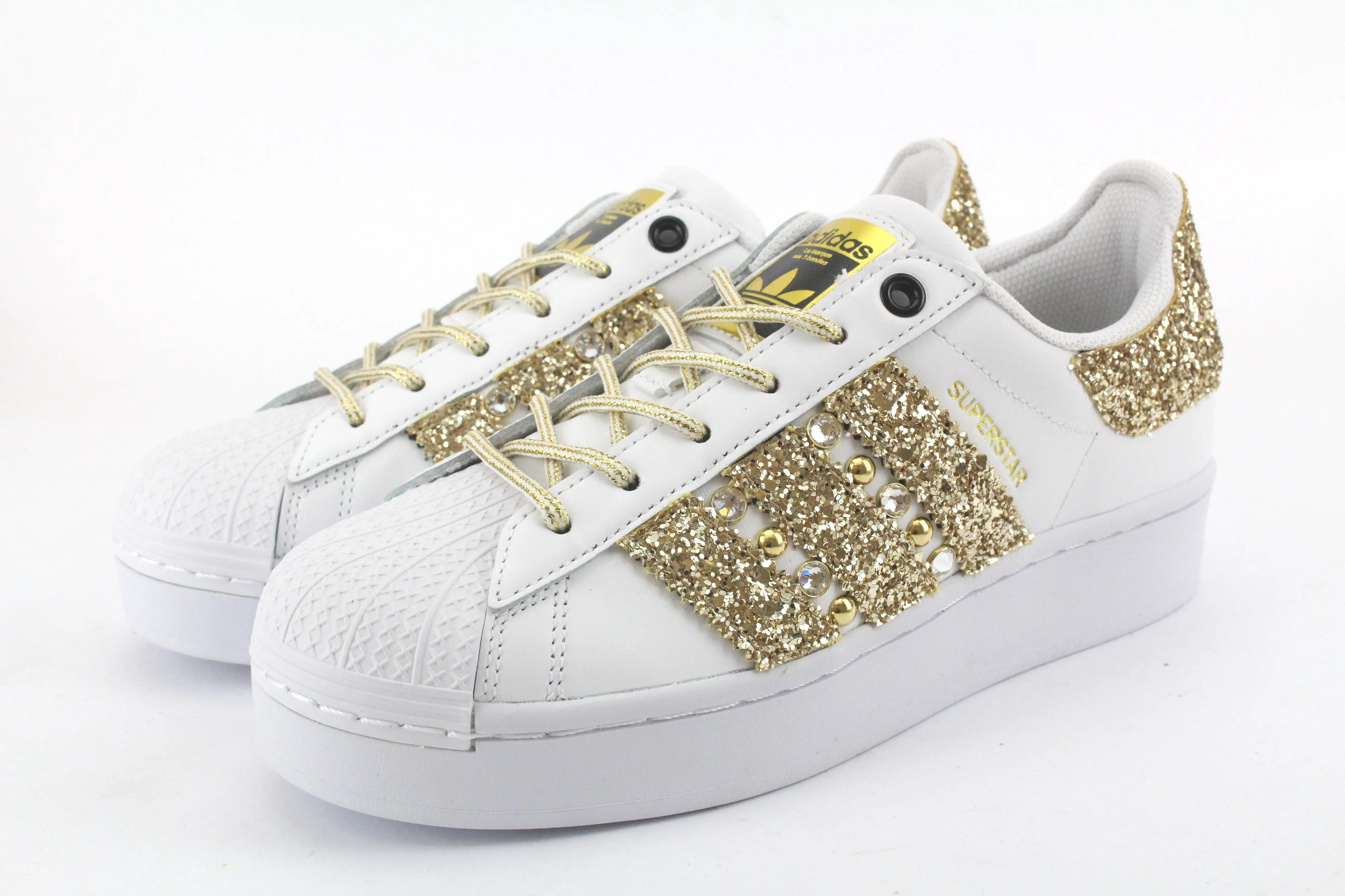 Adidas Superstar Bold Glitter Borchie e Strass Oro