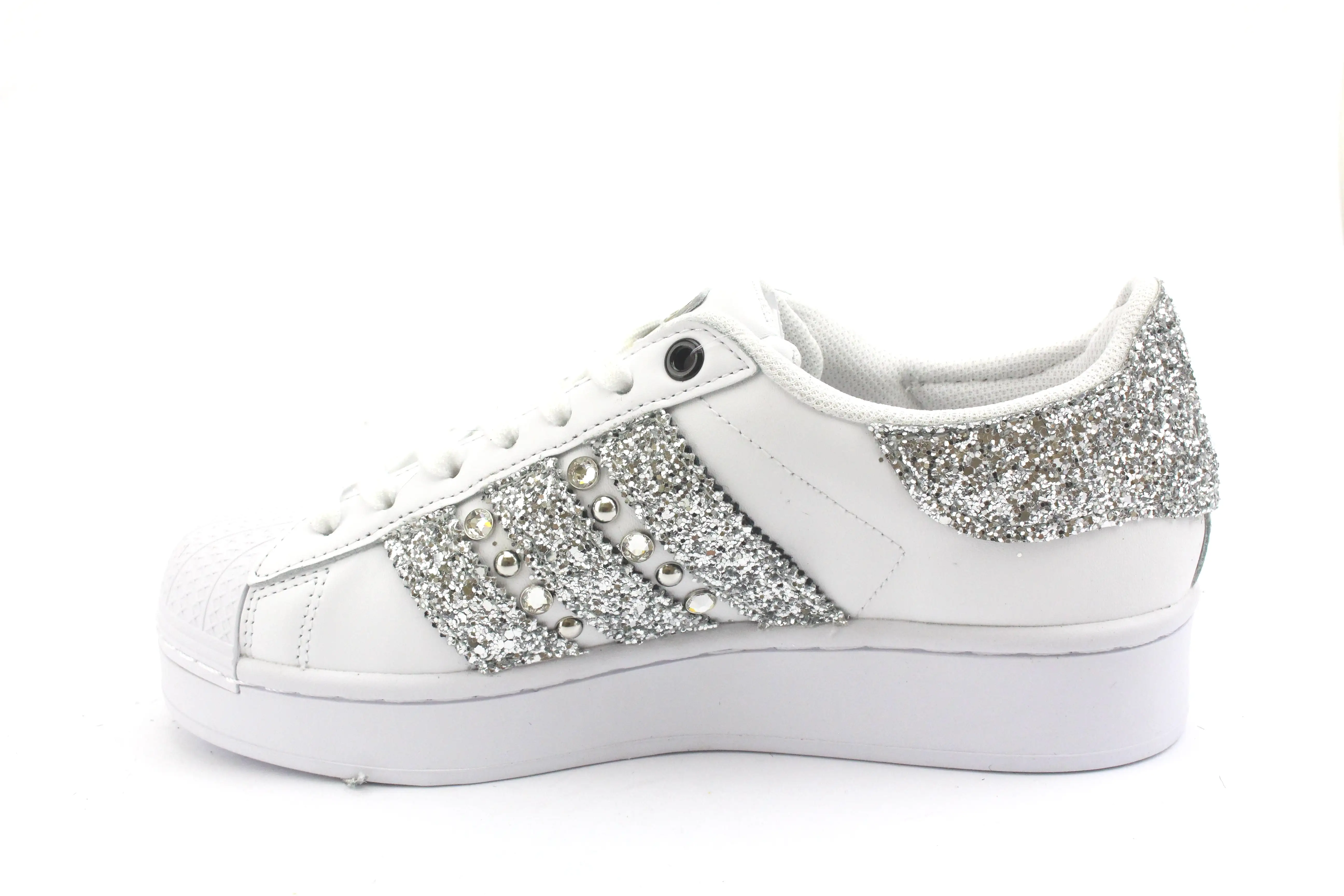 Adidas Superstar Bold Glitter Silver Strass & Borchie