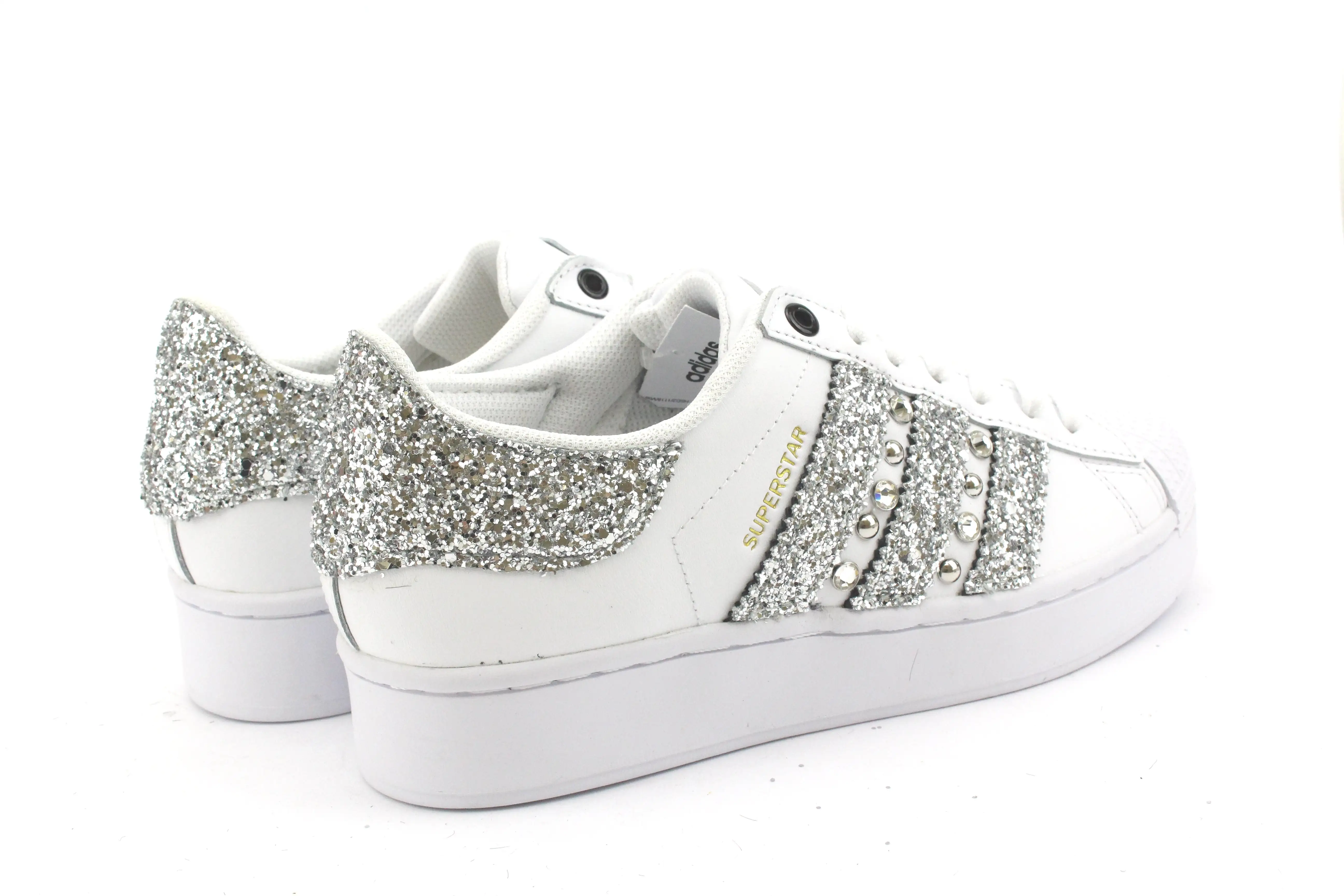 Adidas Superstar Bold Glitter Silver Strass & Borchie