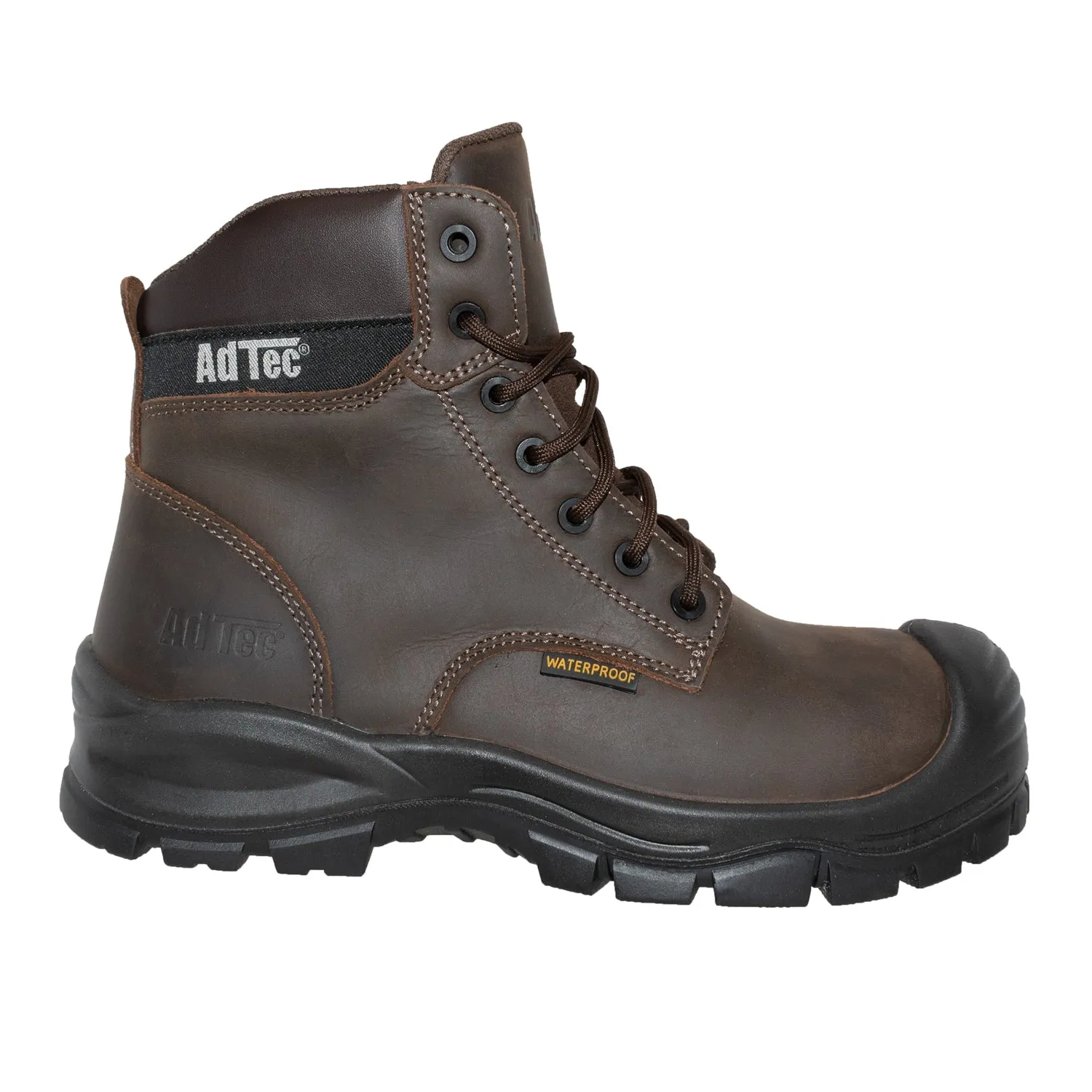 AdTec Mens 6in Waterproof Composite Toe Brown Work Boots