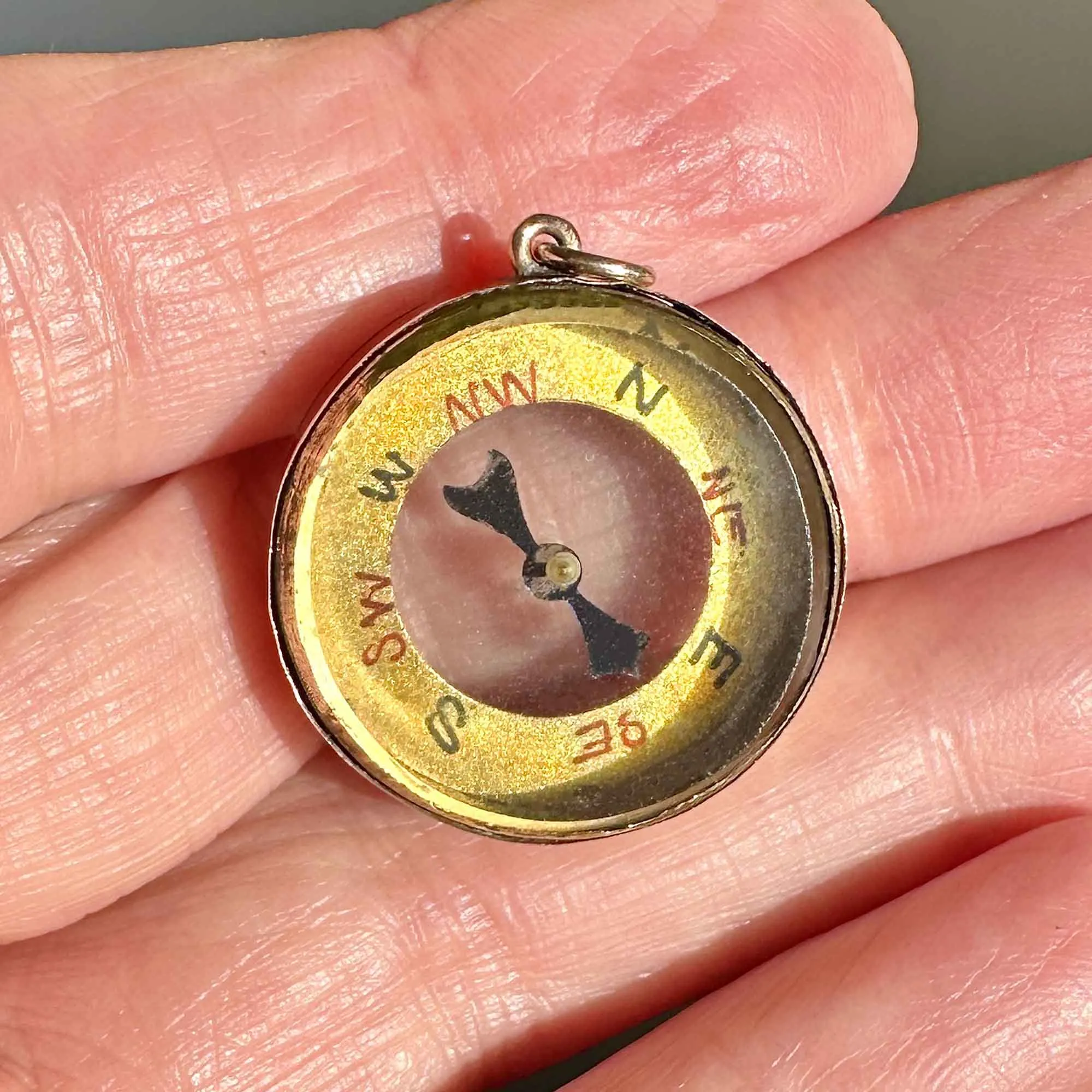 Antique Solid Gold Working Compass Watch Fob Pendant