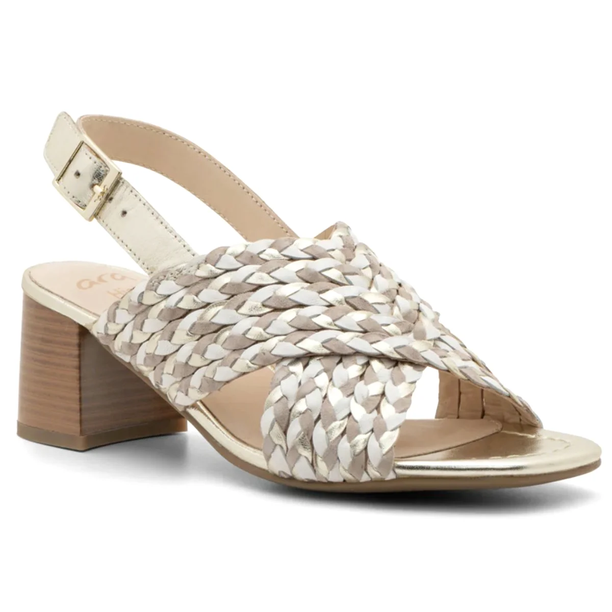 Ara Women's Benson Sand Metallic Woven Leather