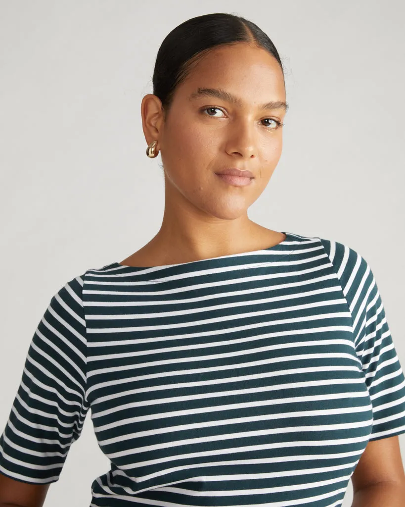 Belle Breton Stripe Jersey Dress - Deep Sea/White Stripe