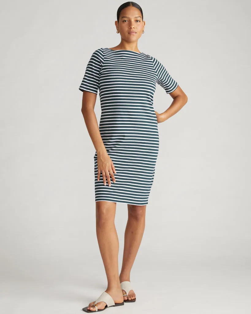 Belle Breton Stripe Jersey Dress - Deep Sea/White Stripe