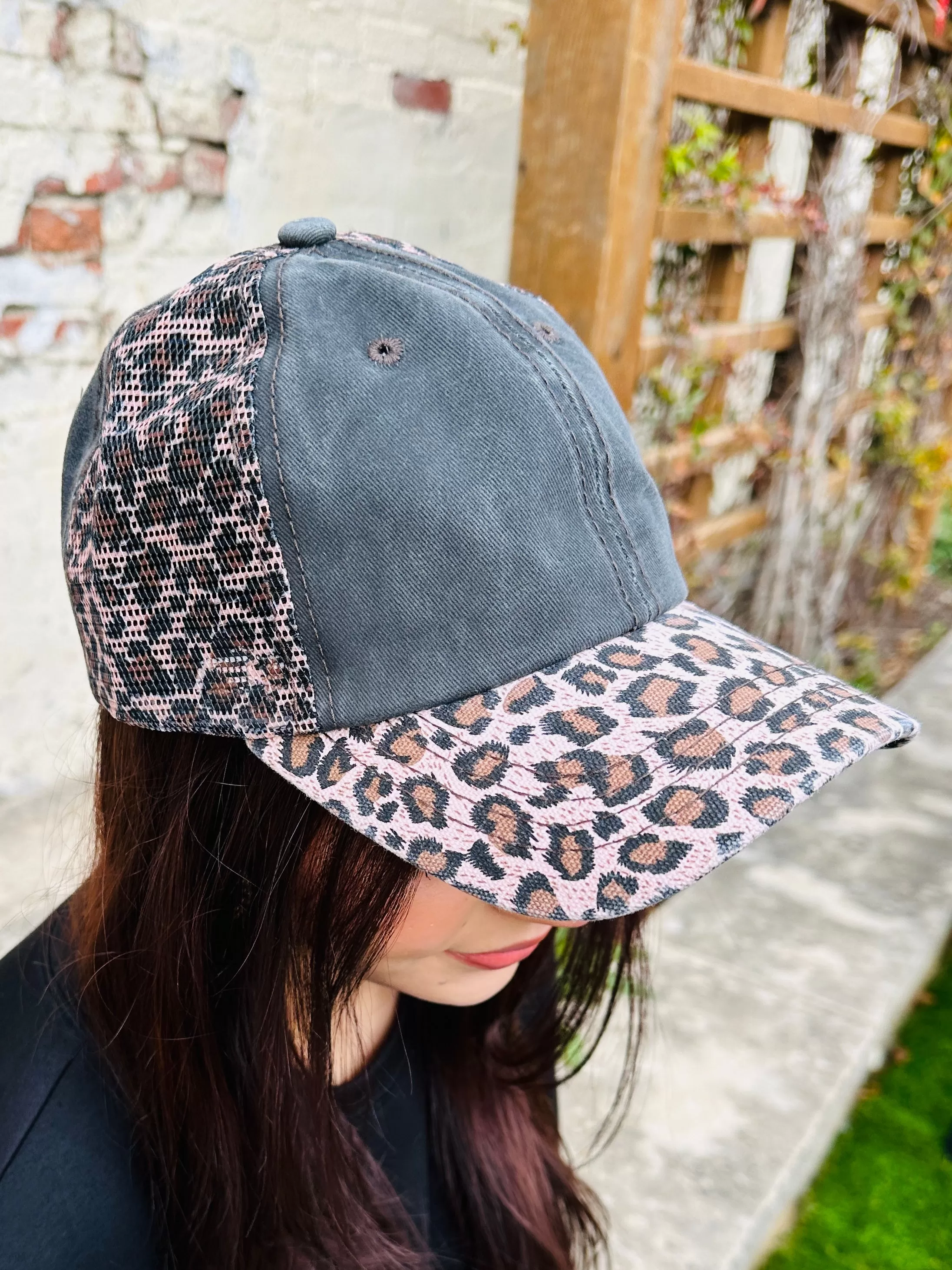 Blush Leopard Mesh Side Panel Hat