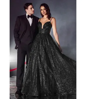 Cinderella Divine  Black Glitter Sleeveless Ball Gown