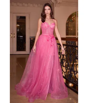 Cinderella Divine Fuschia Sparkle Prom Gown