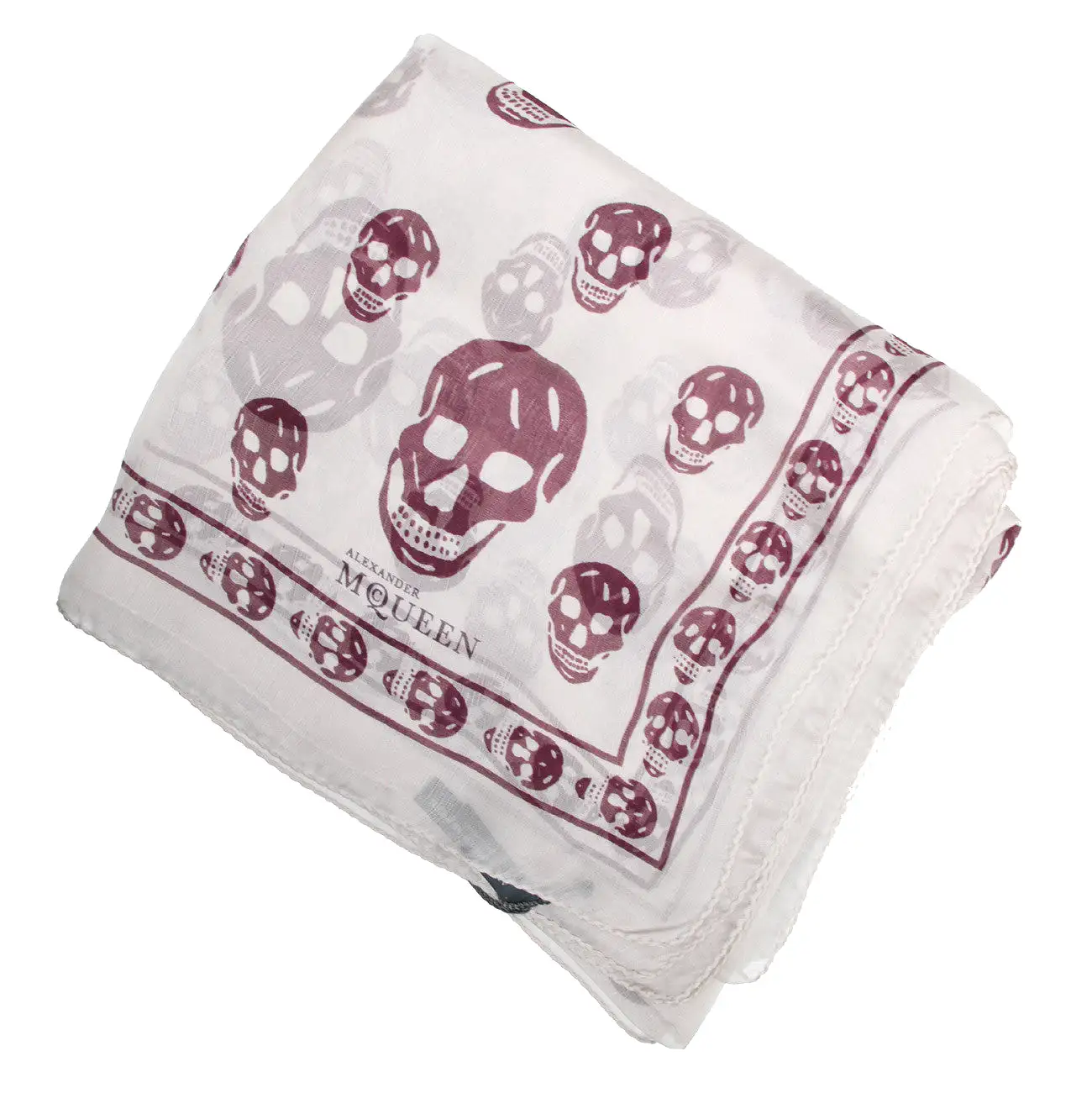 Classic Skull Scarf Silk Chiffon, Zinc/Bordeaux