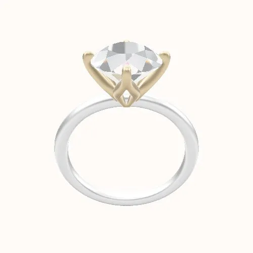 Classic Solitaire Engagement Ring With Petal Compass Prong Head