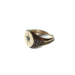 Compass Signet Diamond Ring