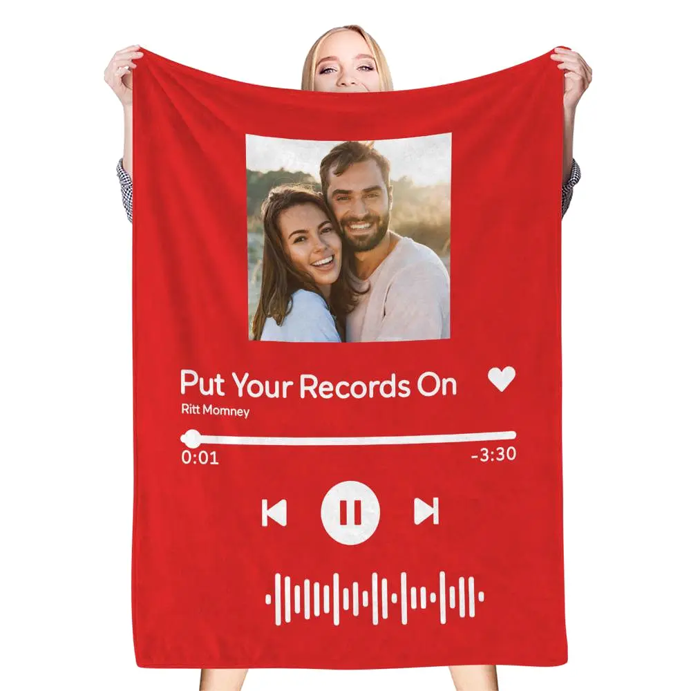 Custom Scannable Music Code Photo Fleece Blanket - 4 Colors