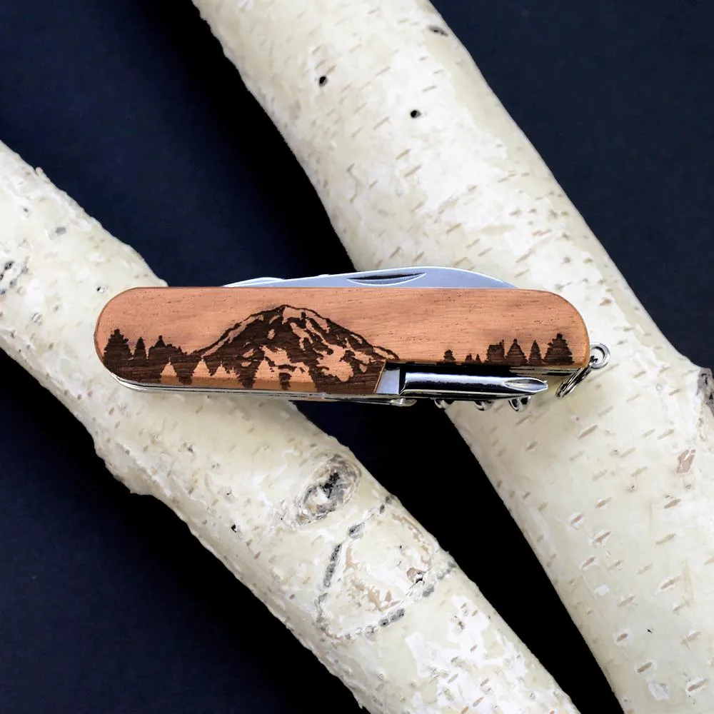 Customizable 7-Tool Pocket Knife with Engraved MT RAINIER Design