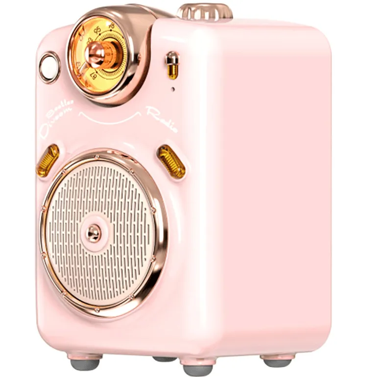 Divoom Fairy-Ok Bluetooth Speaker with Microphone Retro Style Pink