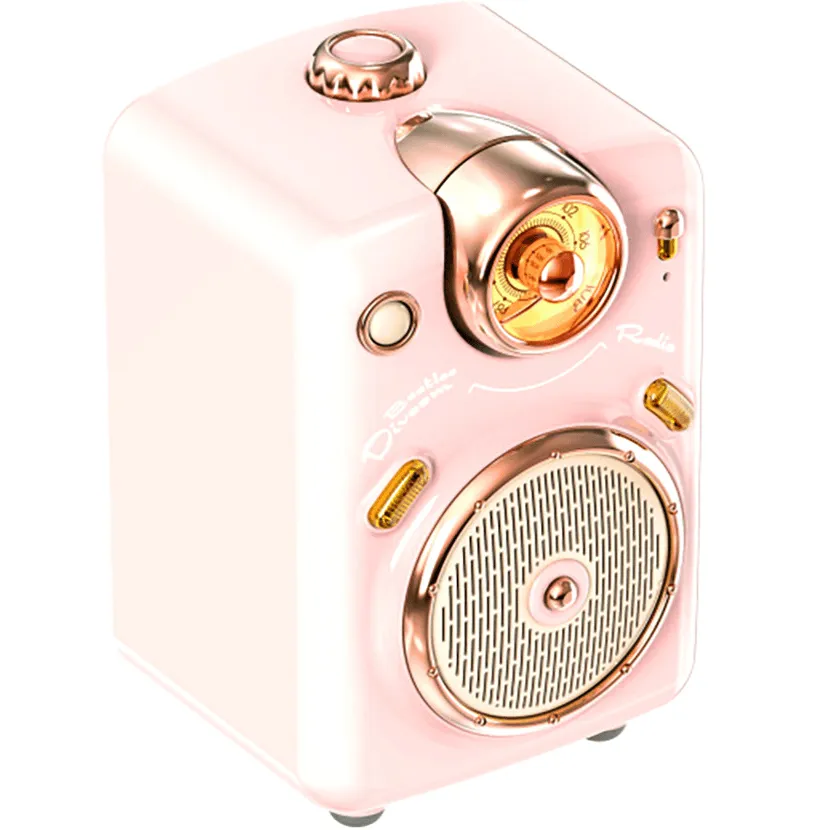 Divoom Fairy-Ok Bluetooth Speaker with Microphone Retro Style Pink