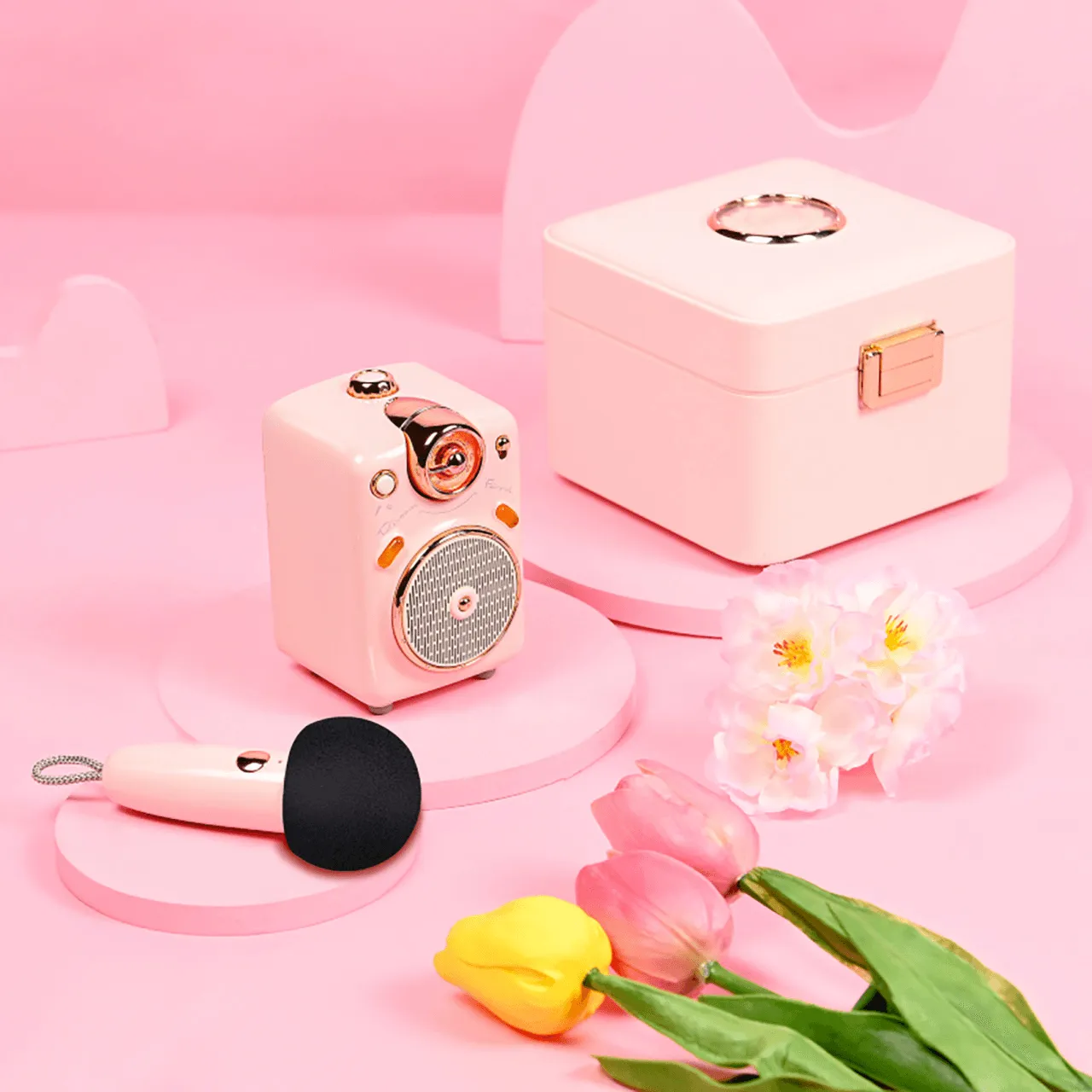 Divoom Fairy-Ok Bluetooth Speaker with Microphone Retro Style Pink