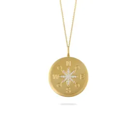 Doves 18k Gold Compass Diamond Pendant P10030