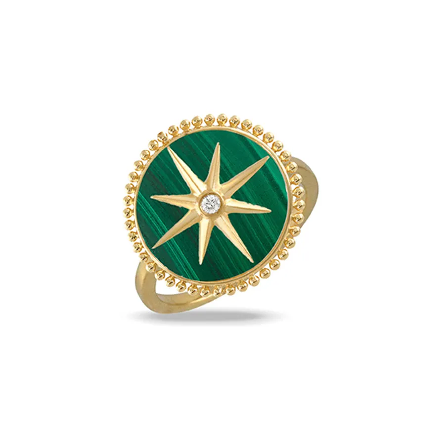 Doves by Doron Paloma 18Kt Gold Diamond & Malachite Ring