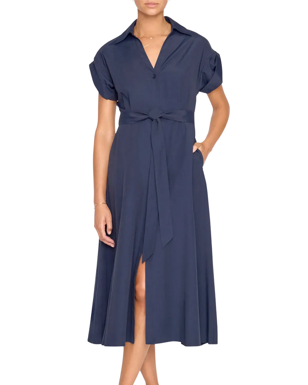 Fia Belted Dress (Navy)