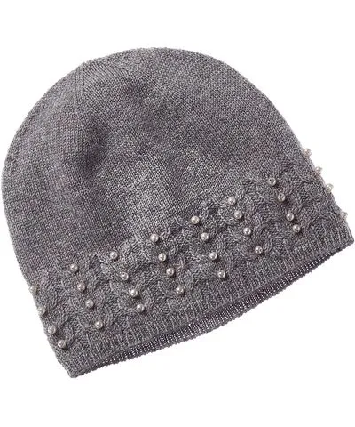 Forte Cashmere Pearl Studded Cashmere Hat