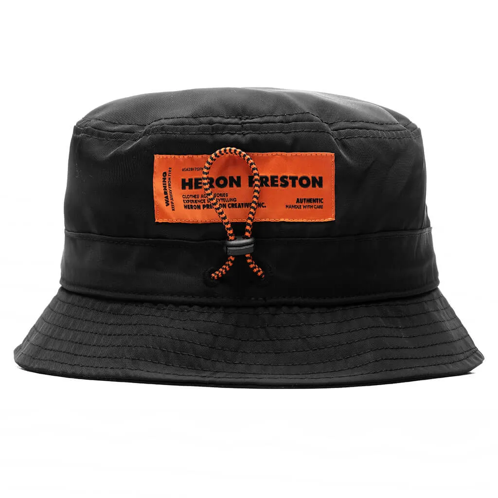 HPNY EMB Nylon Bucket Hat - Black/White