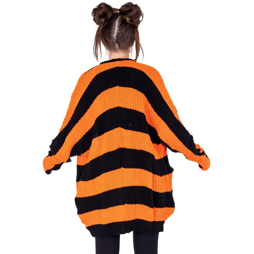 IN A DAZE CARDIGAN - BLACK/ORANGE