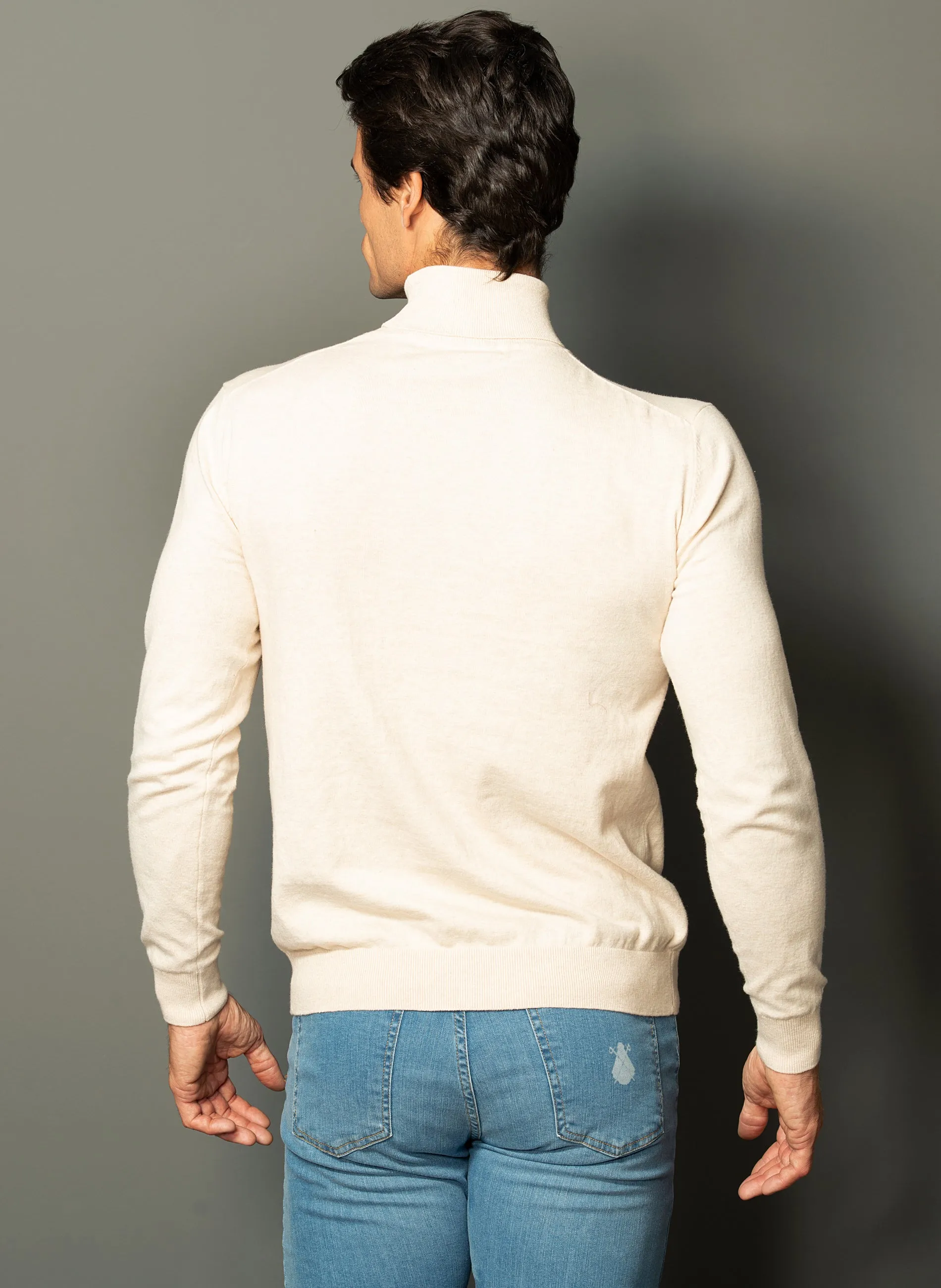 Jersey Cuello Alto Beige Hombre