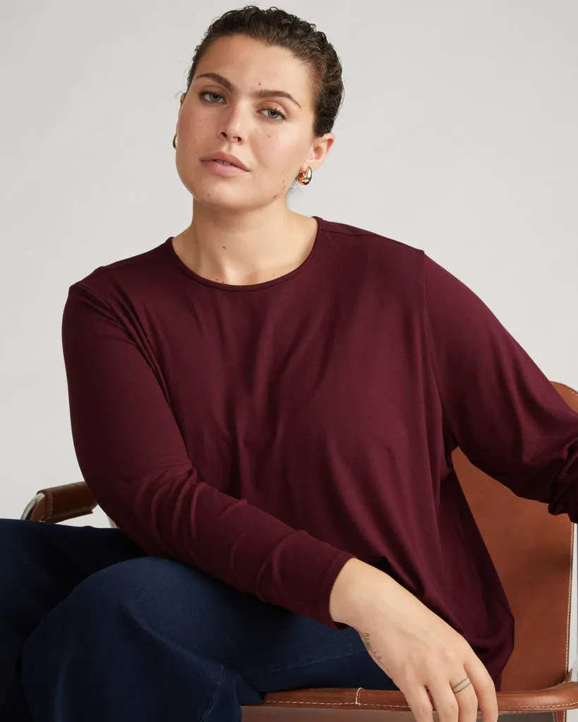 Joan Liquid Jersey Long Sleeve Top - Black Cherry