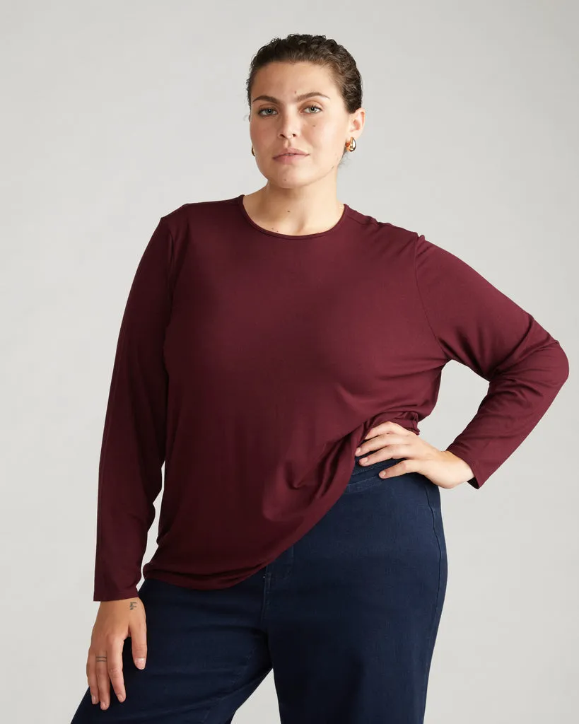 Joan Liquid Jersey Long Sleeve Top - Black Cherry