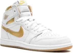 Jordan Kids Air Jordan 1 Retro High OG Metallic Gold sneakers White