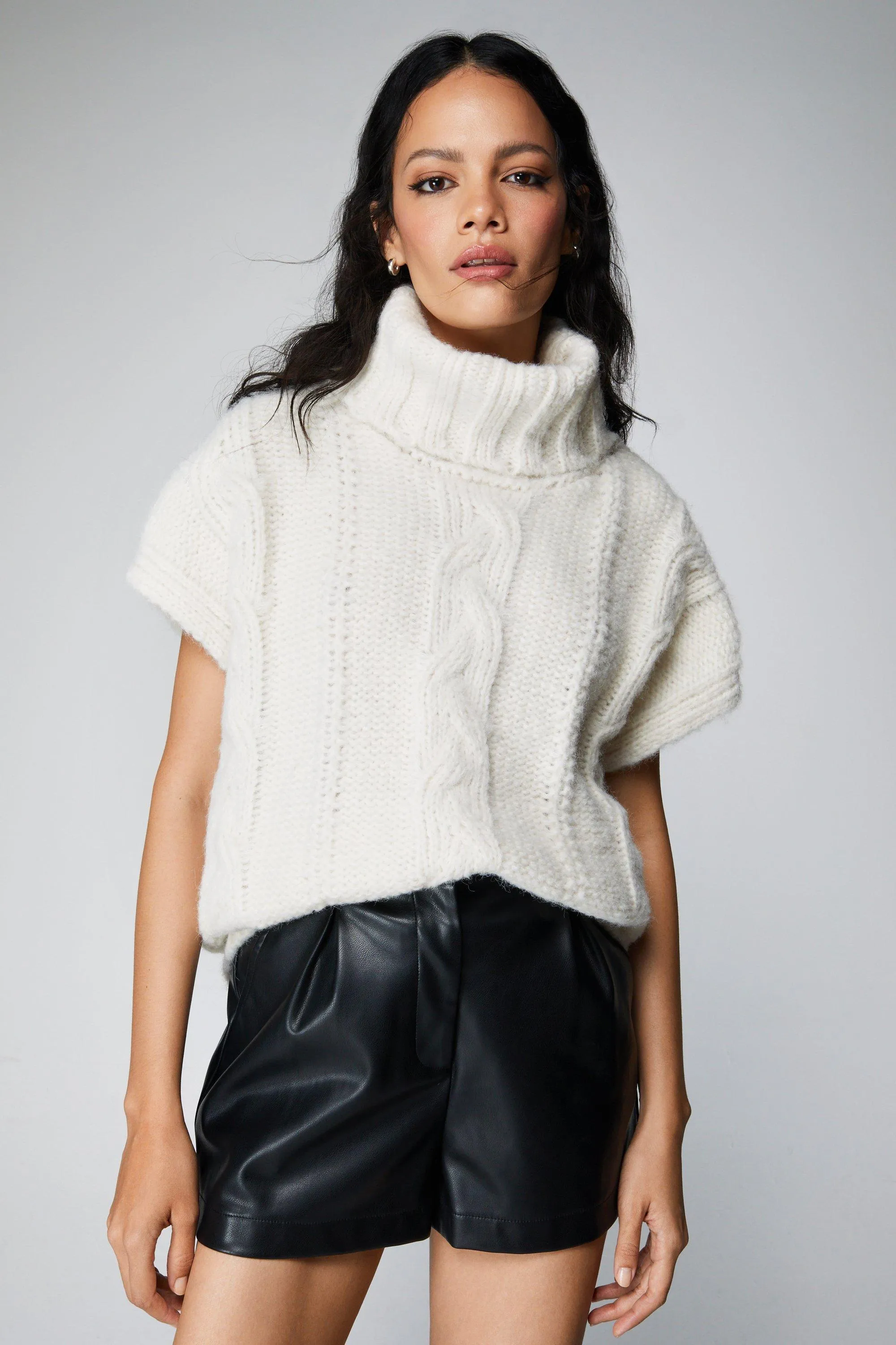 Jumpers & Cardigans | Cable Knit Funnel Neck Jumper Vest | NastyGal