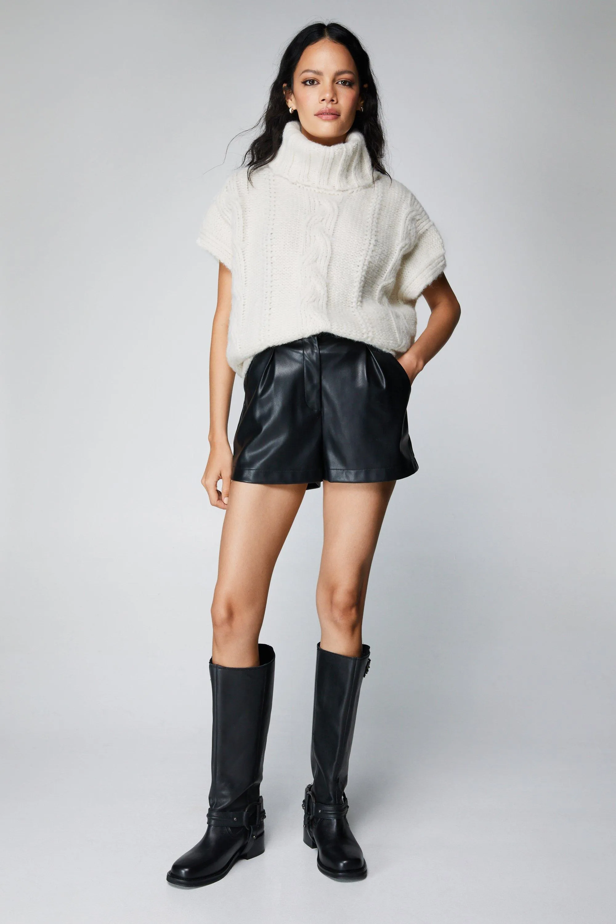 Jumpers & Cardigans | Cable Knit Funnel Neck Jumper Vest | NastyGal