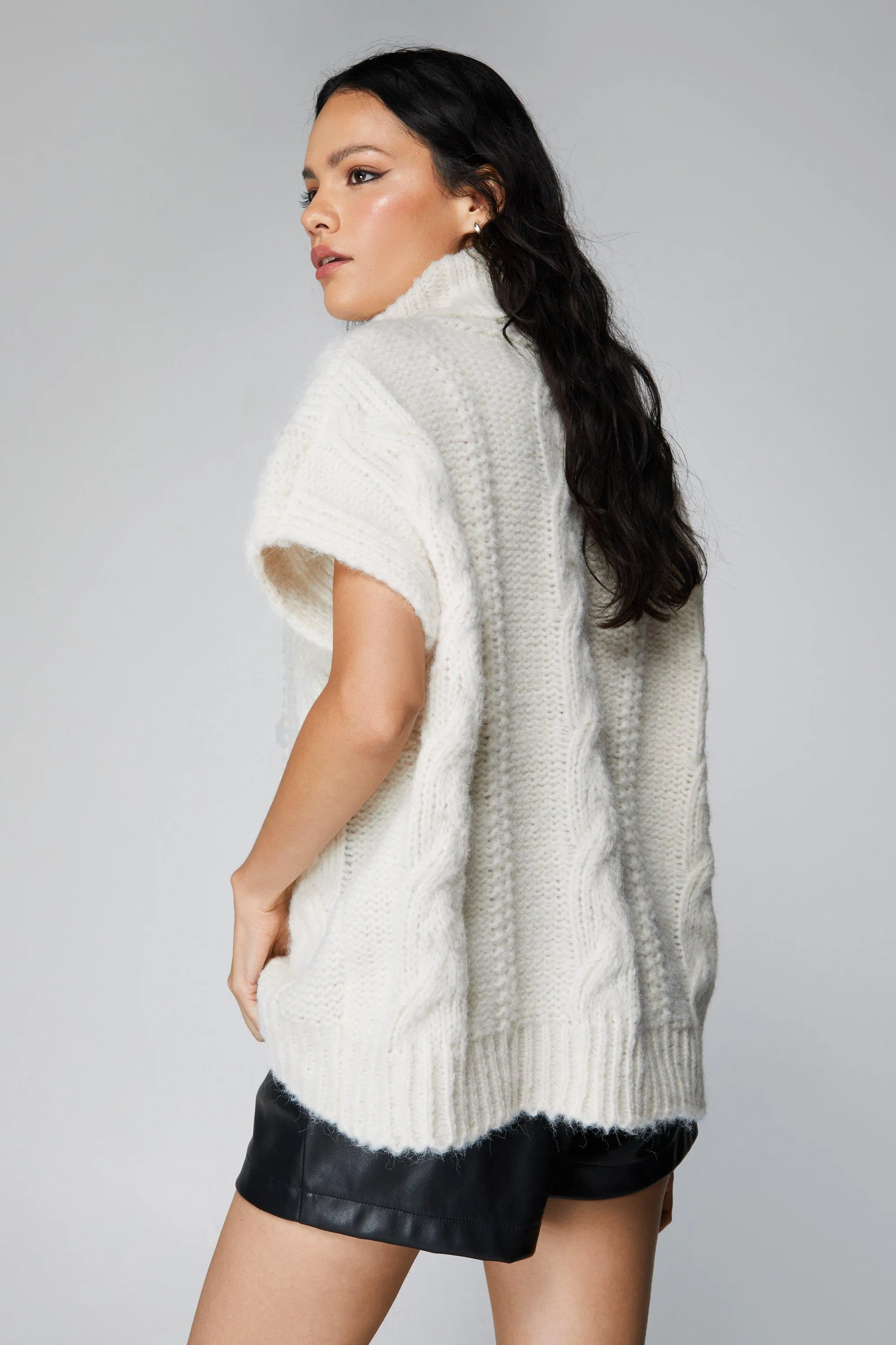 Jumpers & Cardigans | Cable Knit Funnel Neck Jumper Vest | NastyGal