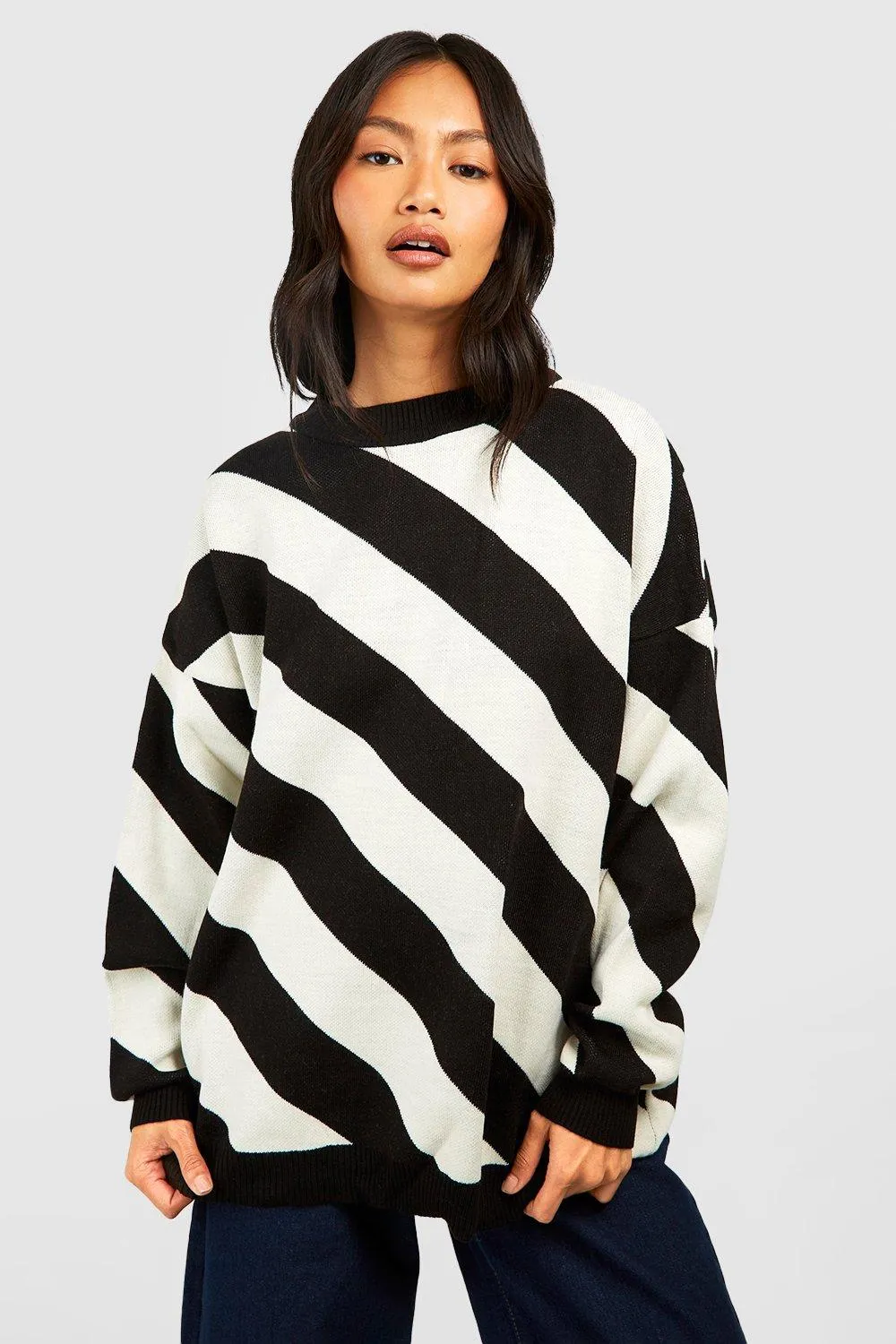 Jumpers & Cardigans | Diagonal Stripe Jumper | boohoo