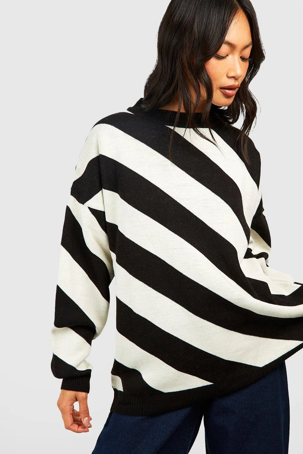 Jumpers & Cardigans | Diagonal Stripe Jumper | boohoo