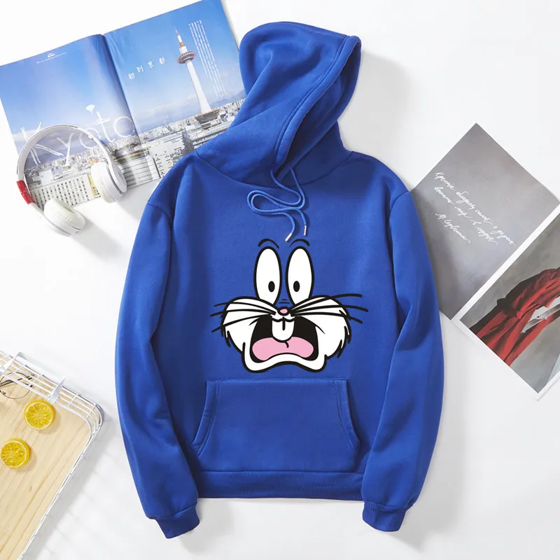 Kawaii Fawn Bambi Bunny Pound Hit Printed Anime Korean Fashion Loose Autumn Long Sleeve Sweatshirt Women's Hoodies