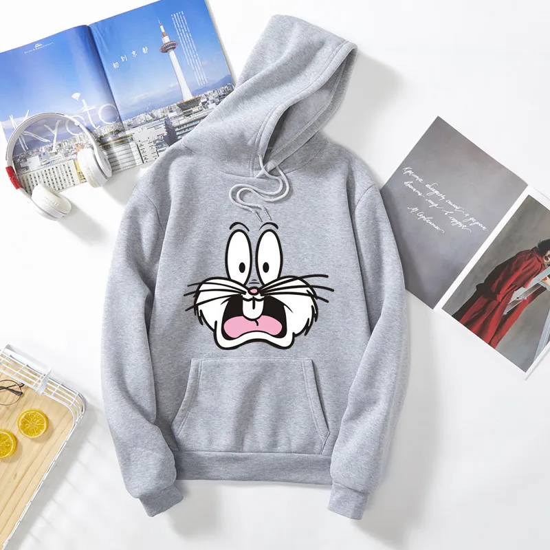 Kawaii Fawn Bambi Bunny Pound Hit Printed Anime Korean Fashion Loose Autumn Long Sleeve Sweatshirt Women's Hoodies