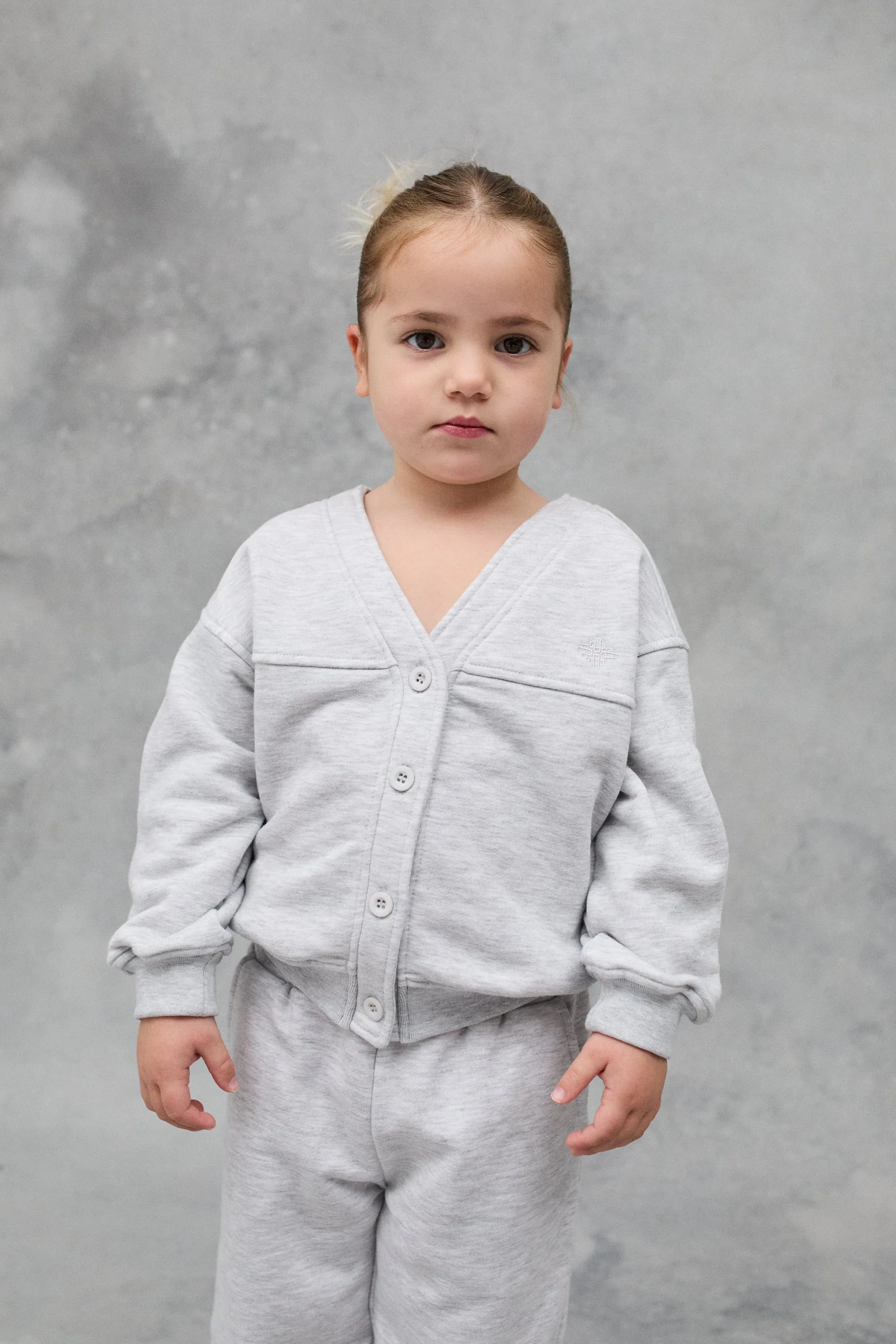 KIDS JERSEY CARDIGAN - GREY MARL